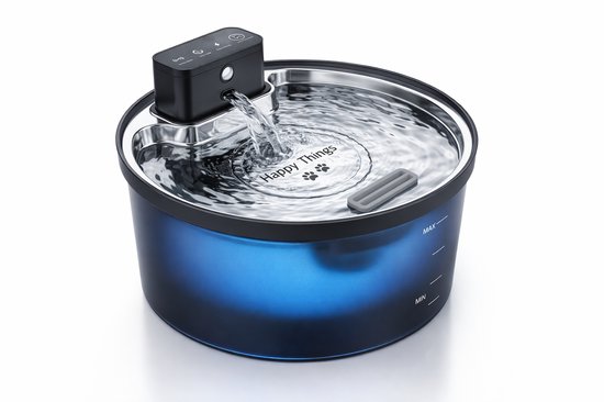 Happy Things® Drinkfontein Kat en Hond XL LED Kattenfontein 3Liter Incl. 6 Filters - 100% Geruisloos en 100% Kwaliteit - Waterfontein Kat - Verkoeling Hond/Kat - Dieren drinkbakken - Waterdispenser