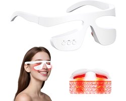3-in-1 Massagebril Intelligent Draadloos Onder Oog Roodlichttherapie Apparaat | 3-Stands Verwarming, Microstroom Pulsmassage & Roodlichttherapie voor Verlichting van Vermoeide Ogen, Donkere Kringen, Wallen, Rimpels & Anti-Aging Huidverzorging