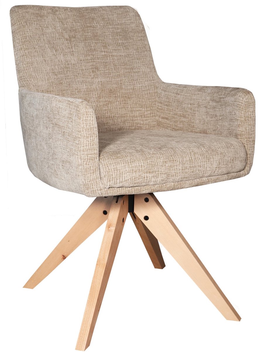 Lizzely Garden & Living SET DEAL: 4 stuks Eetkamerstoel draaibaar Gemma taupe eetstoel draaibare stoel zetel