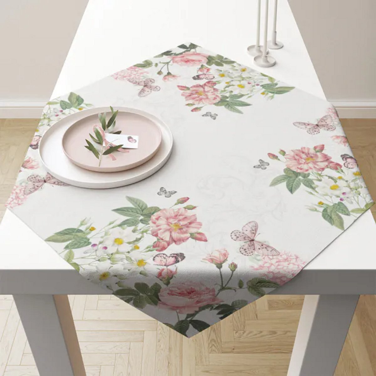 Ambiente - Tafelkleed met bloemen 90x90cm - Amelia white