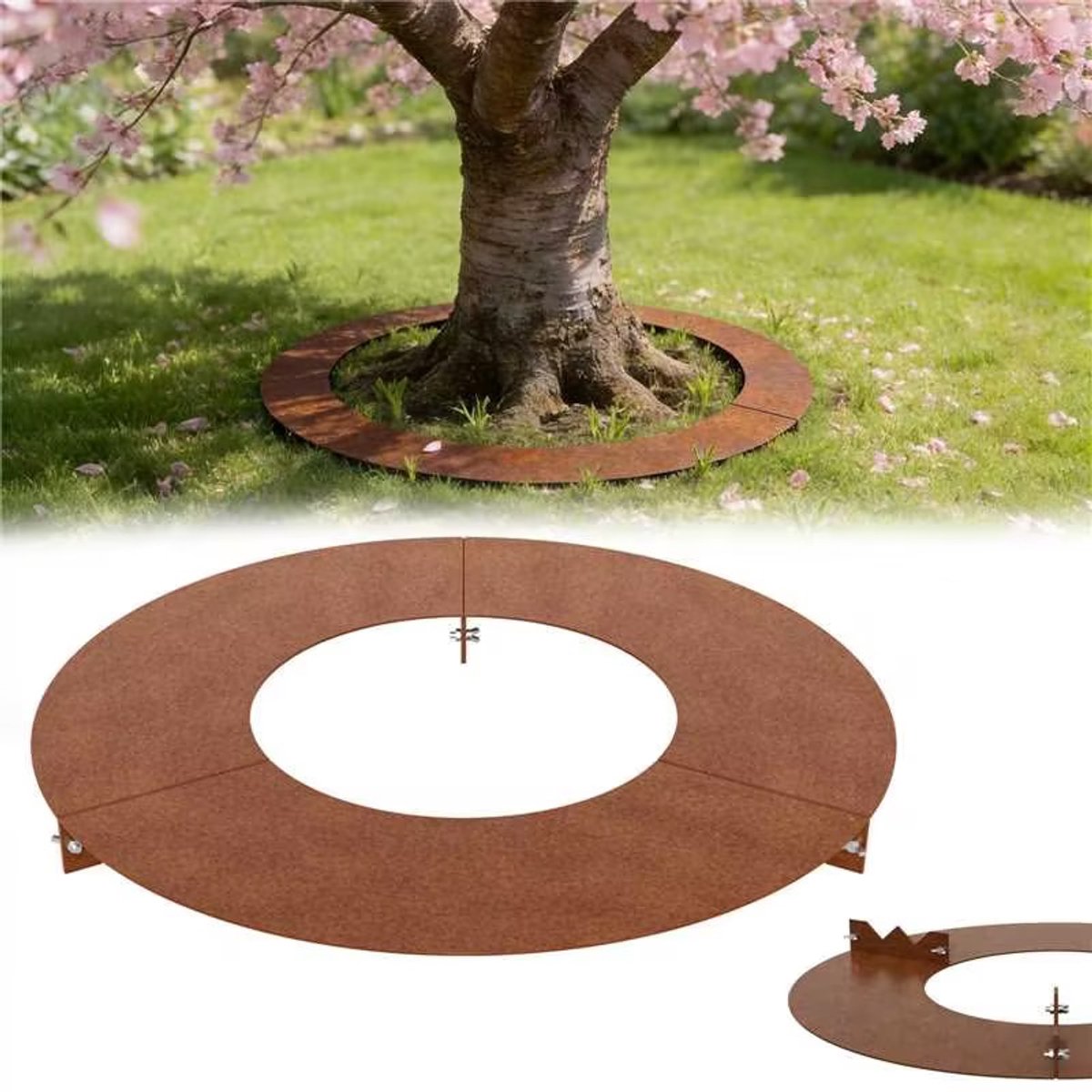 Aufun Maairand - Diameter 90 cm - Roest - Borderrand Van Robuust Staal - Tuindecoratie, Tuindecoratie En Boombescherming - Vlak Voor Bomen En Struiken