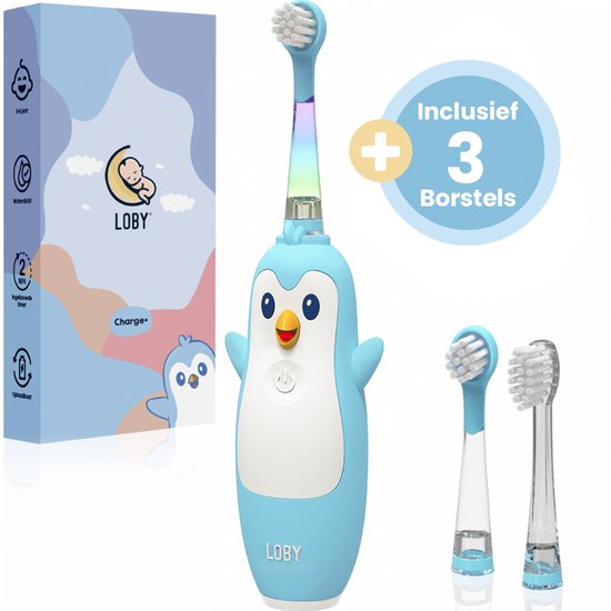 Loby Pïnguin Elektrische Tandenborstel Kind Oplaadbaar Blauw - Loby - €39,95