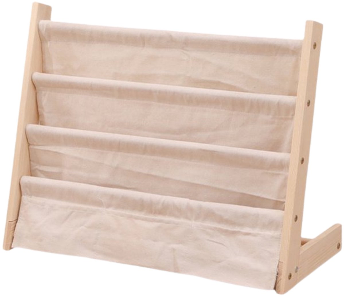 Kinderboekenkast - 60 x 50 x 30 cm - Bruin - Hout met Linnen - Kinderboekenrek - Boekenrek Kinderkamer
