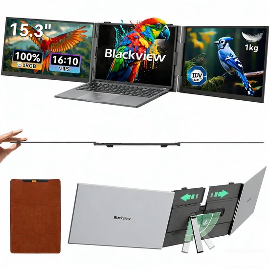 15,3″ Dubbele Draagbare Monitor Blackview DCM8, 100% sRGB, IPS, Plug & Play, Laptop Uitbreidingsscherm 13-17,3