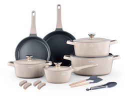 Swiss Haus® ZL3017BE Pannenset Inductie - 17 Delige Pannensets - PFAS Vrij - Set Met Koekenpannen,…
