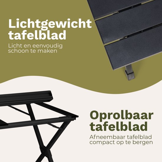 TRVLMORE Campingtafel - 120x70x70cm - Lichtgewicht met Aluminium Frame - Vouwtafel Verstelbaar - Kampeertafel - Klaptafel - Zwart van Merkloos — afbeelding 4