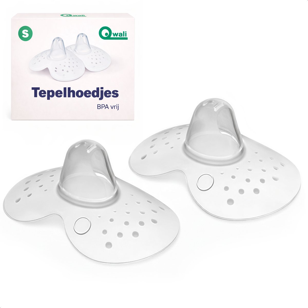Qwali Organic Tepelhoedje voor borstvoeding - Maat L - BPA vrij - Tepel beschermer - Transparant - 2 stuks
