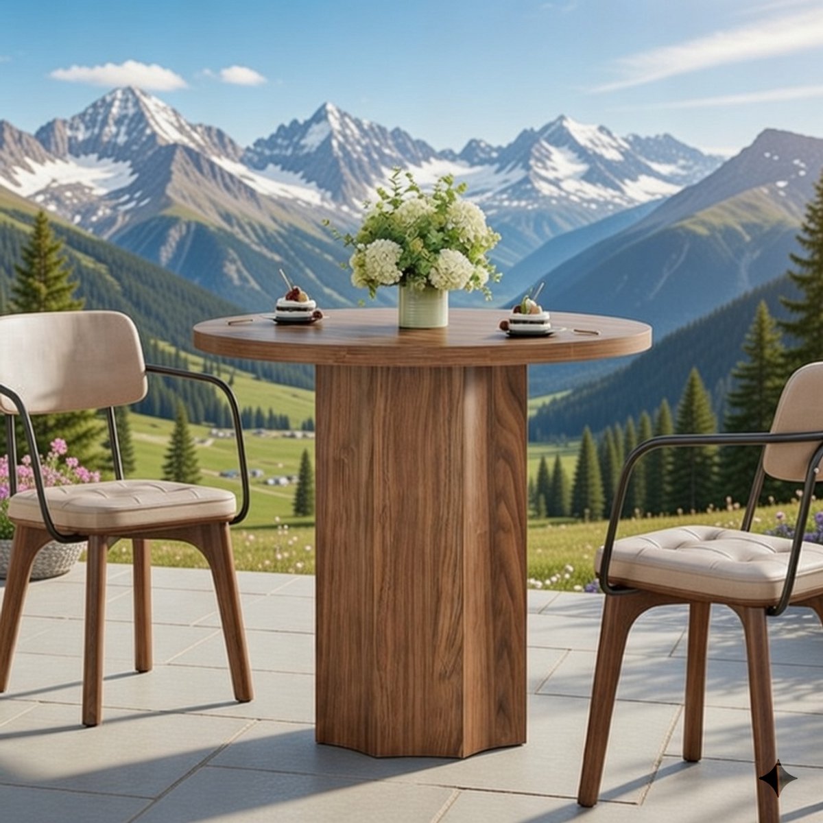 Serenara Ronde Eettafel 110 cm Wit met Houten Poten - Scandinavische eettafel voor 4 tot 6 personen - Moderne keukentafel - Minimalistisch design - Casa Serena – 110 cm – Casa Dorada