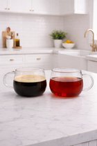 Mevaz Thee- en Koffieglazen 400ml – 2 Stuks – Glazen Mokken – Cappuccino, Latte & Theeglas – Transparant