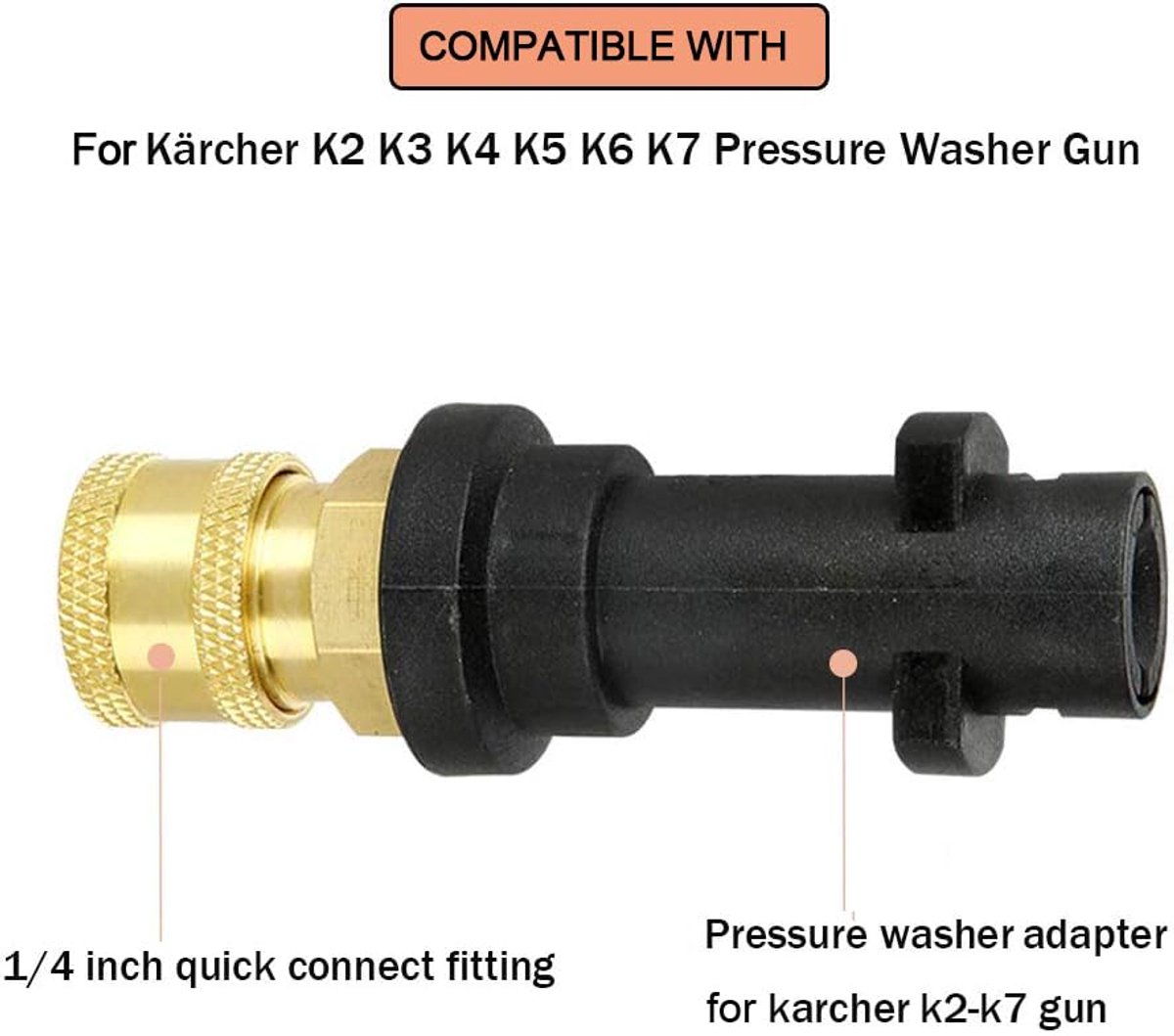 2 stuks adapter - geschikt voor Aquatak 126411396 - Bosch - Kärcher K - Lavor Kew Nilfisk Alto - 126411396 - Bajonetadapter 1/4 inch binnendraad - hogedrukreiniger - geschikt voor huis en tuin K2 tot K7 - bajonetadapter voor spuitlansen M22 x 1.5 – foto 3