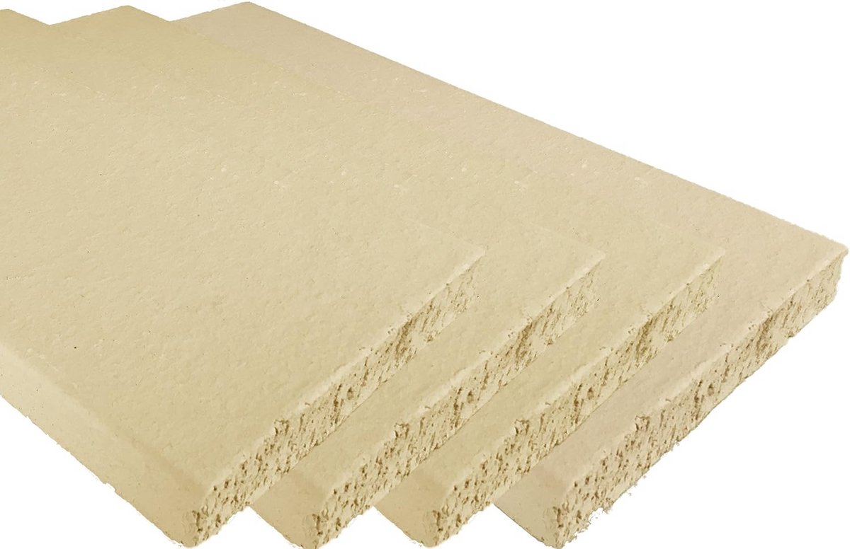 Set van 4 Hittebestendige Schamotte Platen 50x20x3 cm voor Oven en Openhaard