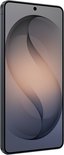 Zwarte Samsung smartphone, zijaanzicht met scherm.