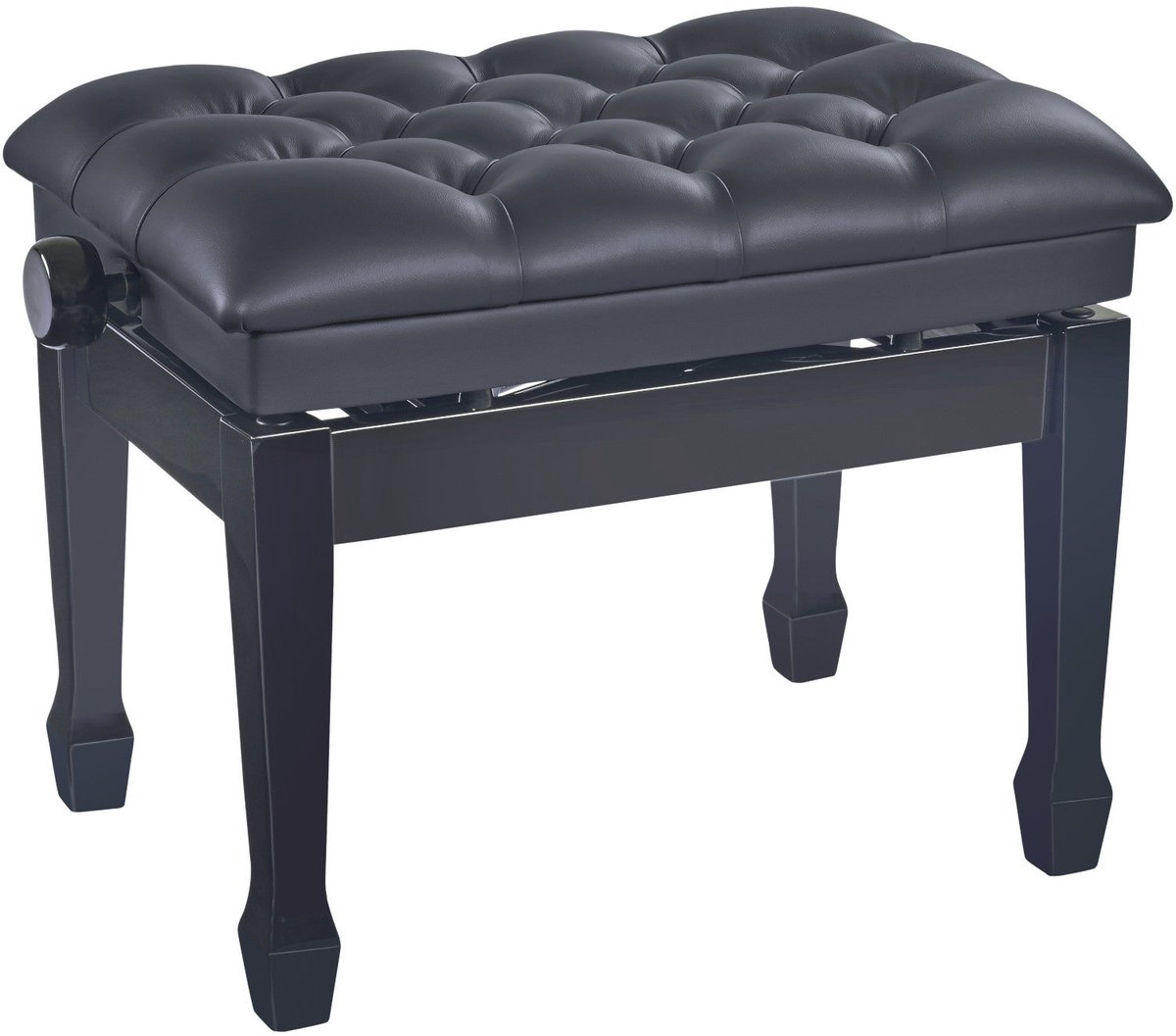 Konig & Meyer 13965 Hydraulic piano bench hoogglans zwart, zitting zwart imitatieleer