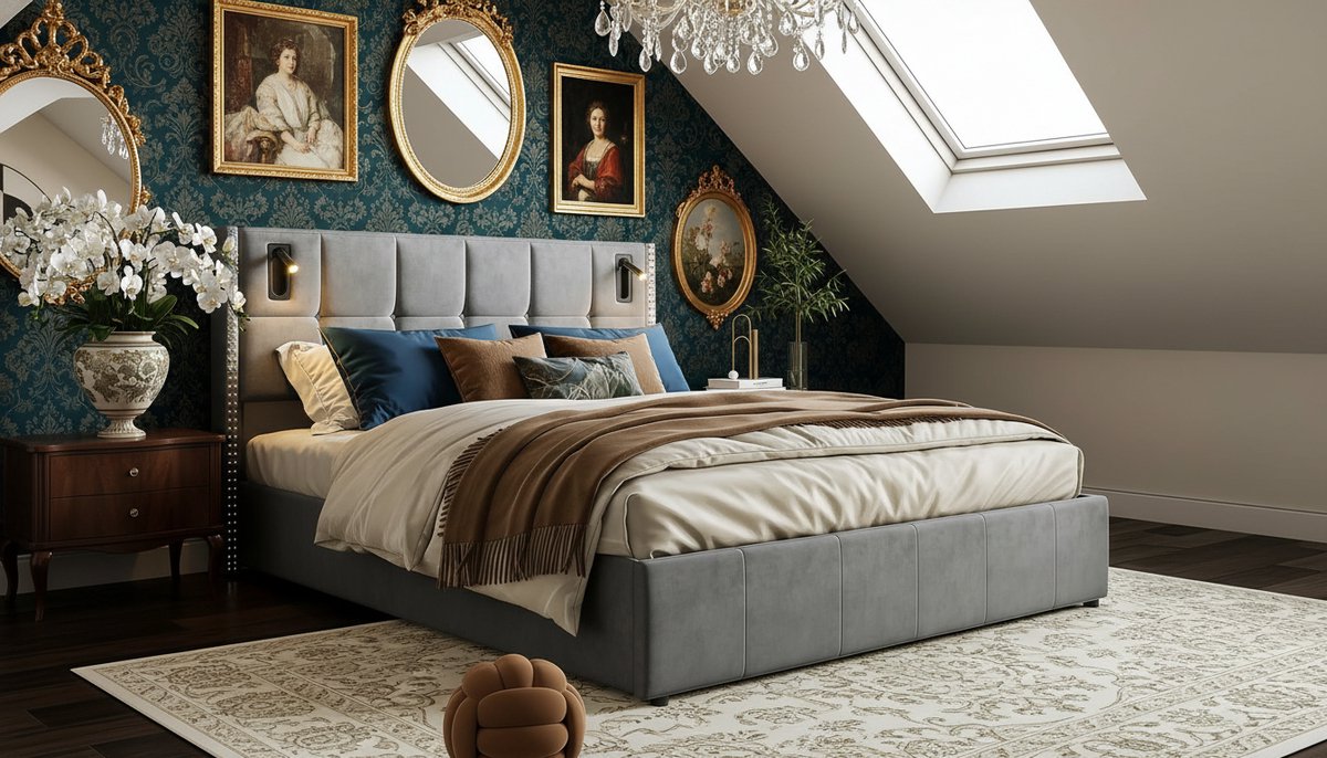 Gestoffeerd Opbergbed 140x200 cm Grijs – Casa Velluto Luxe Tweepersoonsbed met Hydraulisch