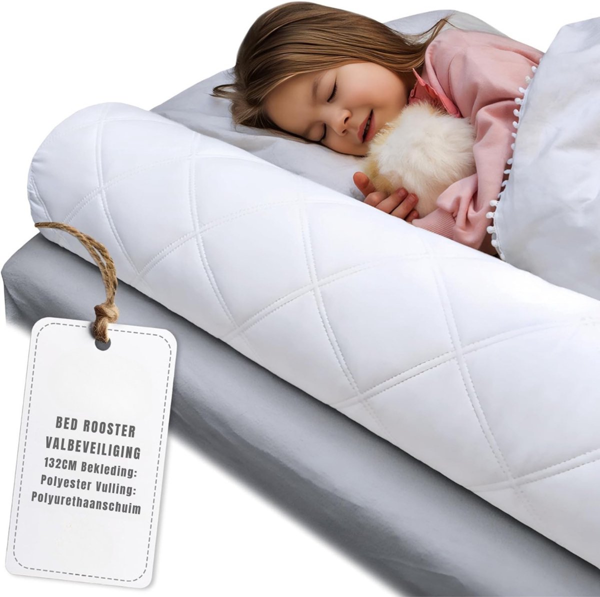GTB® Bedrand - Bedhekje - Bedrail - Wit - 17cm x 132cm x 12cm
