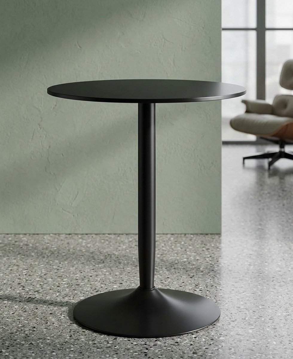 Urban Bistro Ronde Eettafel Ø70 cm - Compacte keukentafel voor 2 personen - Zwarte Designtafel met Stalen Onderstel - Moderne Kleine Eetkamertafel - Casa Serena – 70 cm – Casa Dorada