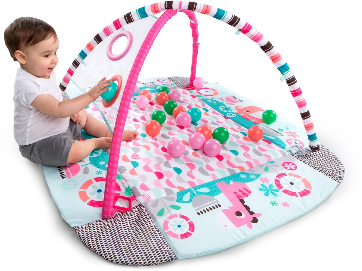 Multifunctioneel Speelkleed Baby + Buikligtrainer - Babygym met AANPASBARE WANDEN - Speelmat met Boog - Incl. 20 Ballen + 5 Speeltjes - Vanaf 0m+ — afbeelding 11