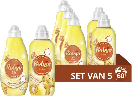 Robijn Perfect Match Wasmiddel en Wasverzachter Pakket - Zwitsal - 5 stuks - (60 Wasbeurten) - Voordeelverpakking