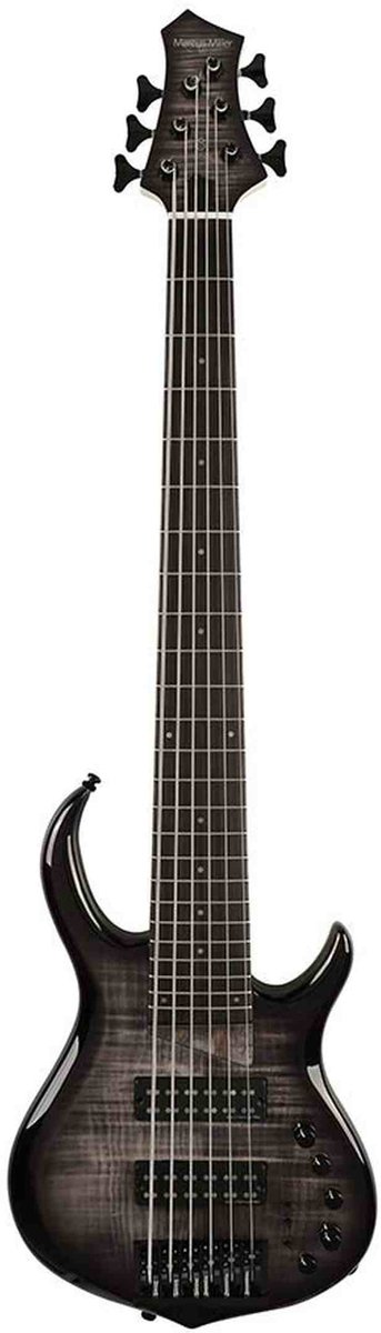Sire M7+ A6/TBK Marcus Miller 6-snarige basgitaar, swamp ash met flame maple top, 35 inch, Heritage-3 preamp, Transparent Black