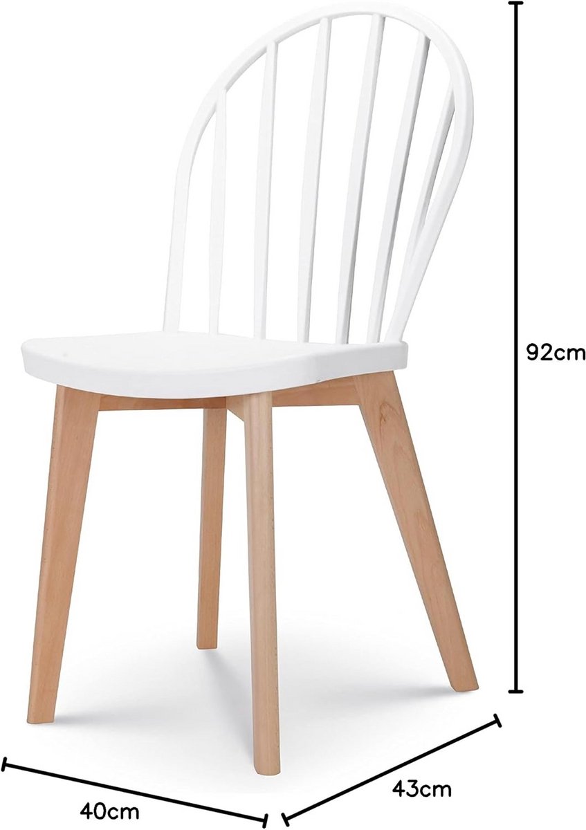 Moderne Witte Eetkamerstoel EMY met Houten Poten | Stijlvol en Comfortabel