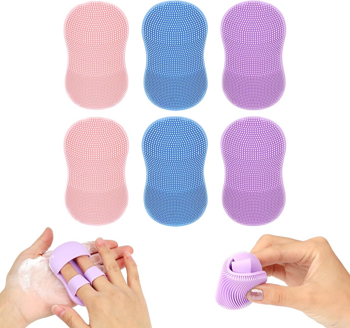 6x Siliconen Gezichtsscrubber Set: Handheld Reinigingsborstels voor Diepe Poriënreiniging, Mee-eters en Acne