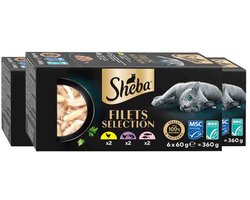 Sheba Kattenvoer Nat Filets Kip & Zalm in Saus Multipack – 3 x 6×60 gr – Voordeelverpakking