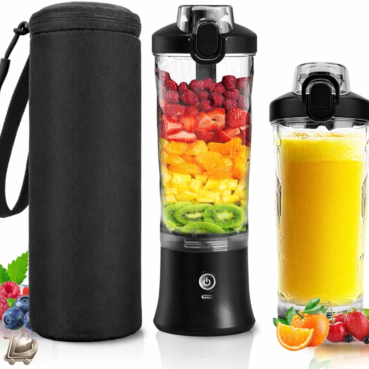 Draagbare Blender Persoonlijke Juicer - Geïsoleerde Sleeve - 600ml - Mini Blender Cup met 6 Messen - USB Oplaadbaar - Reislid en Shakes Smoothies - Kleine Blender voor Keuken en Travel