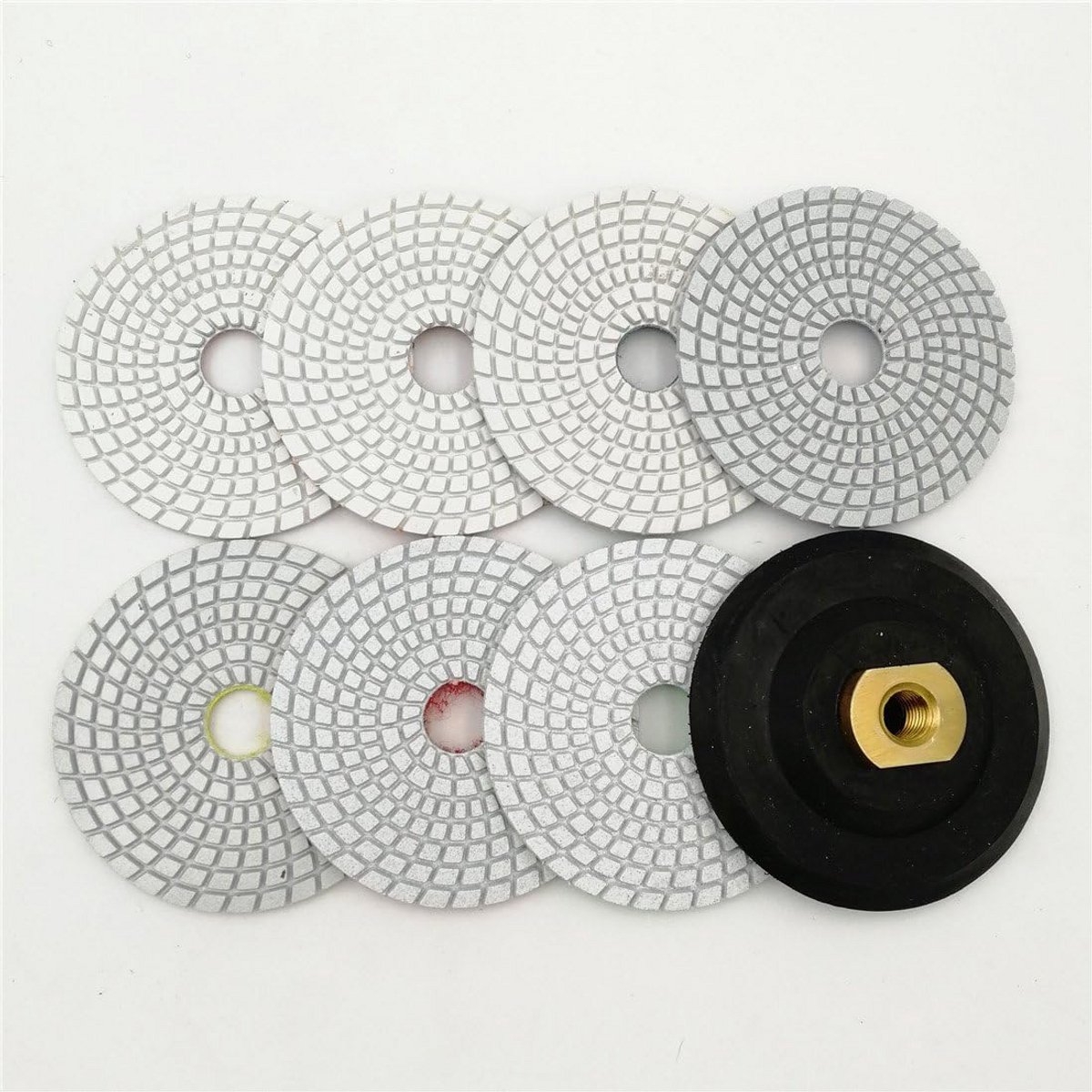 Set van 7 Diamant Polijstpads 4 Inch Nat Voor Graniet en Marmer