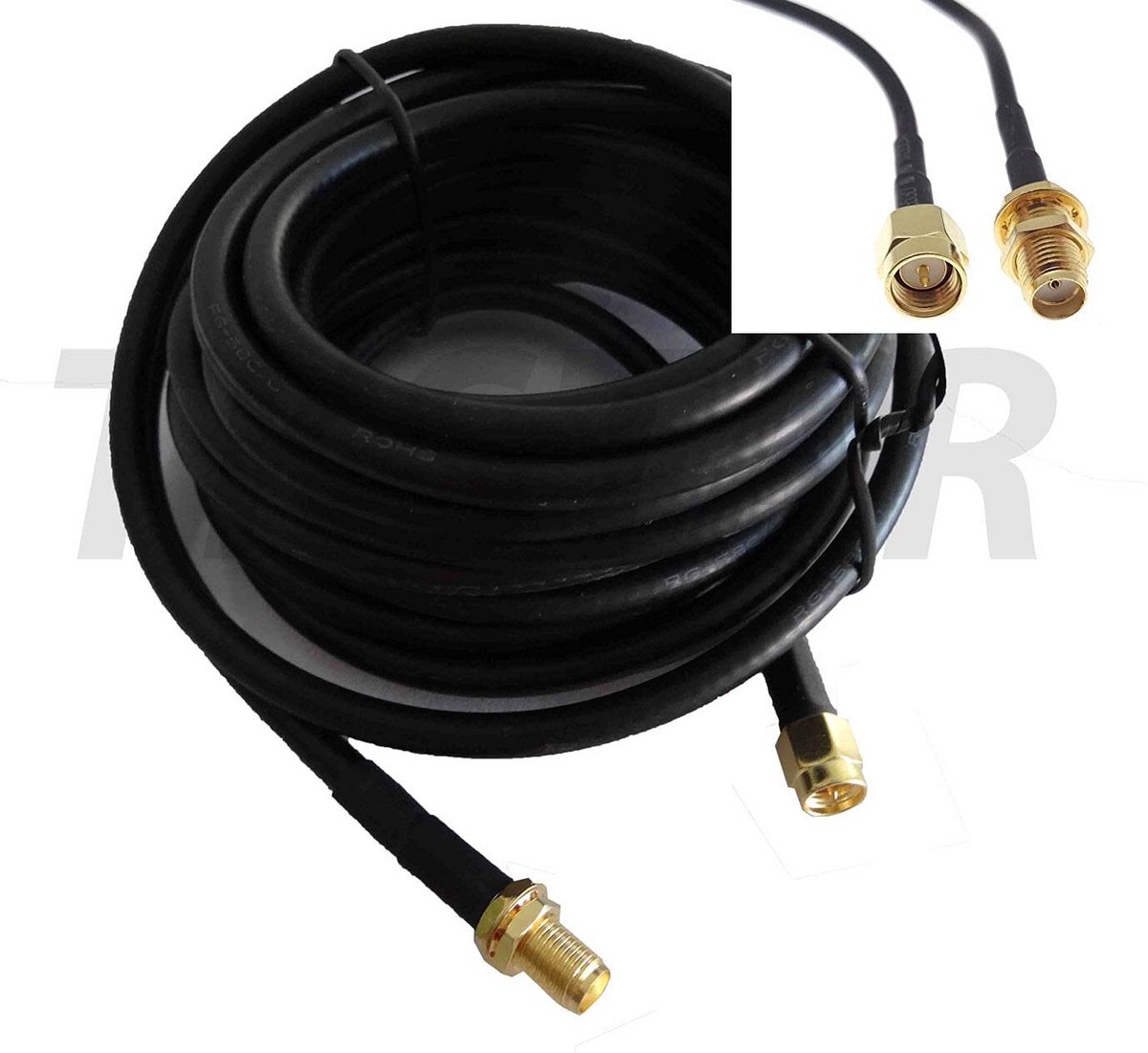 2x 10m Dubbele LTE 4G 5G Antenne Verlengkabels RG58 Outdoor voor Routers met SMA