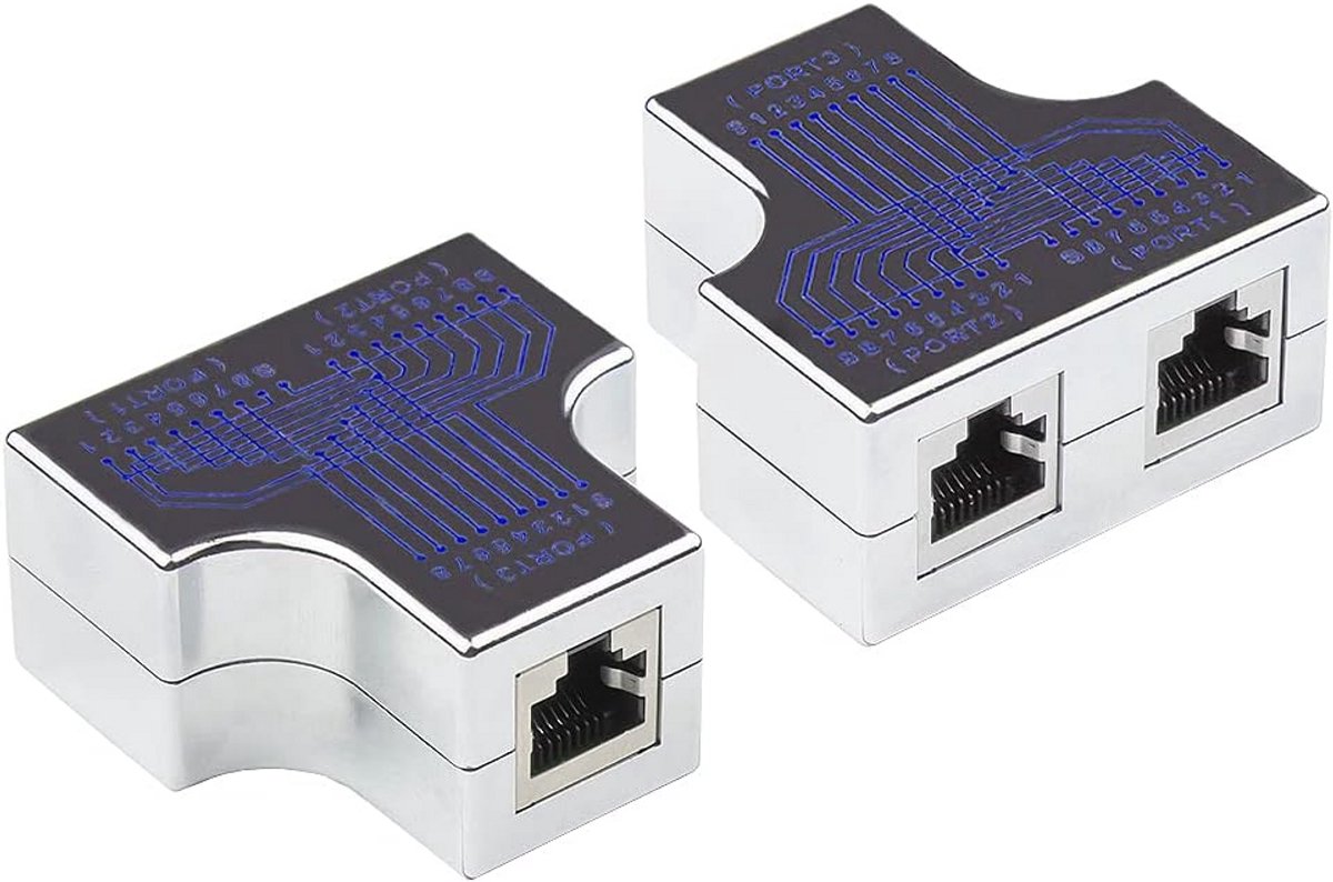 RJ45 Splitter T-Adapter Bus naar 2x Bus voor Netwerkkabel