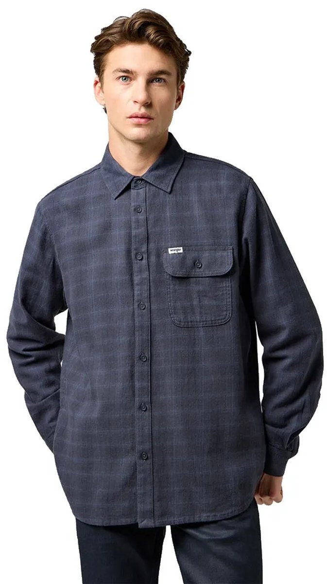 Wrangler 112371523 Relaxed Fit Overhemd Met Lange Mouwen XL Man Grijs