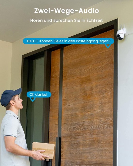 ieGeek Beveiligingscamera Buiten – 2K HD - Buiten Camera Met Nachtzicht – Buitencamera - Bewakingscamera voor Buiten - Met WiFi en APP - Incl. 64GB SD — afbeelding 3