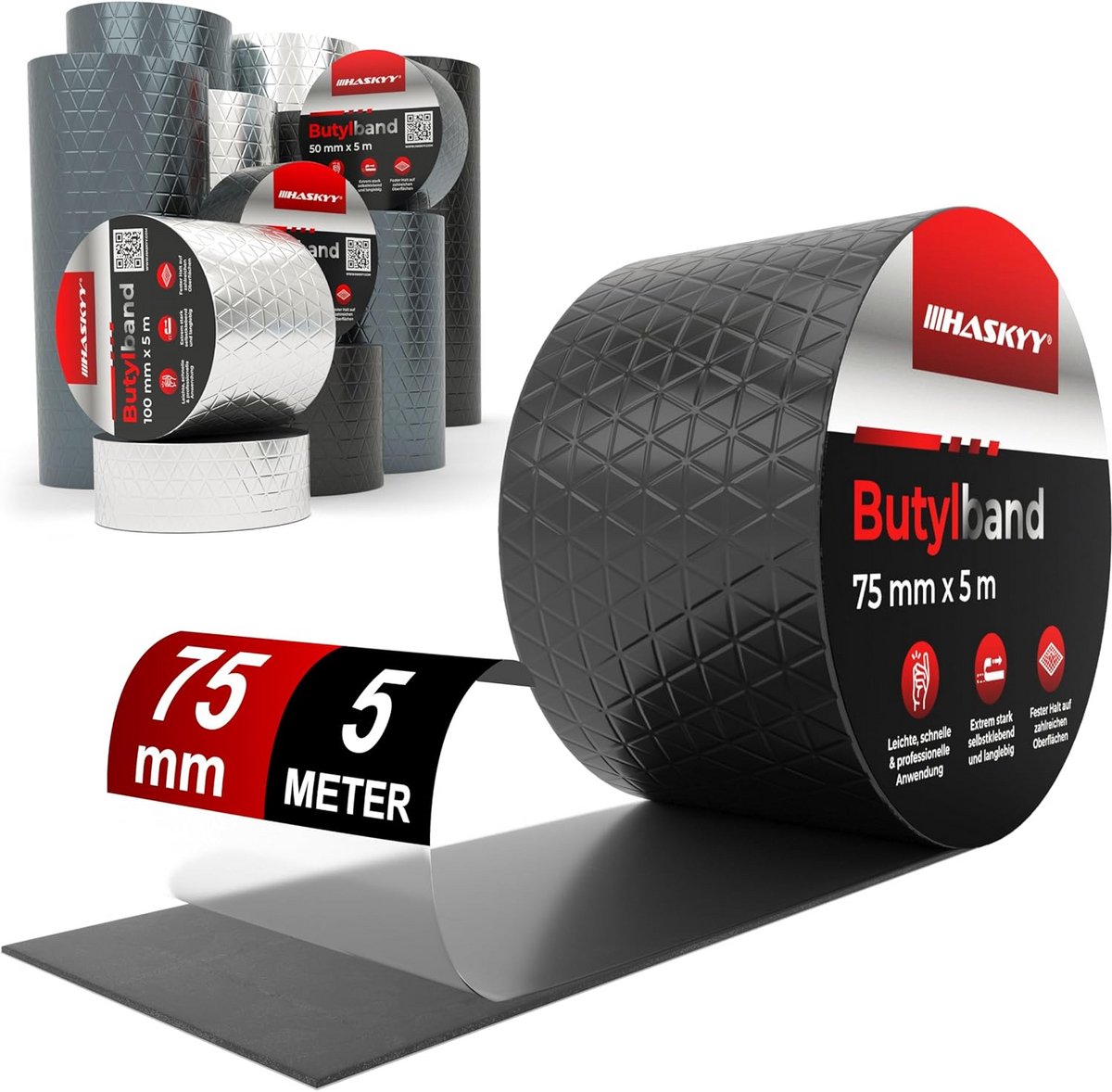 Waterdichte Zelfklevende Butyl Tape Zwart met Aluminium Versteviging voor Dak en Afdichting