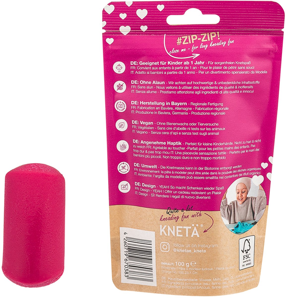KNETA Vegan Speelklei - Roze 100g