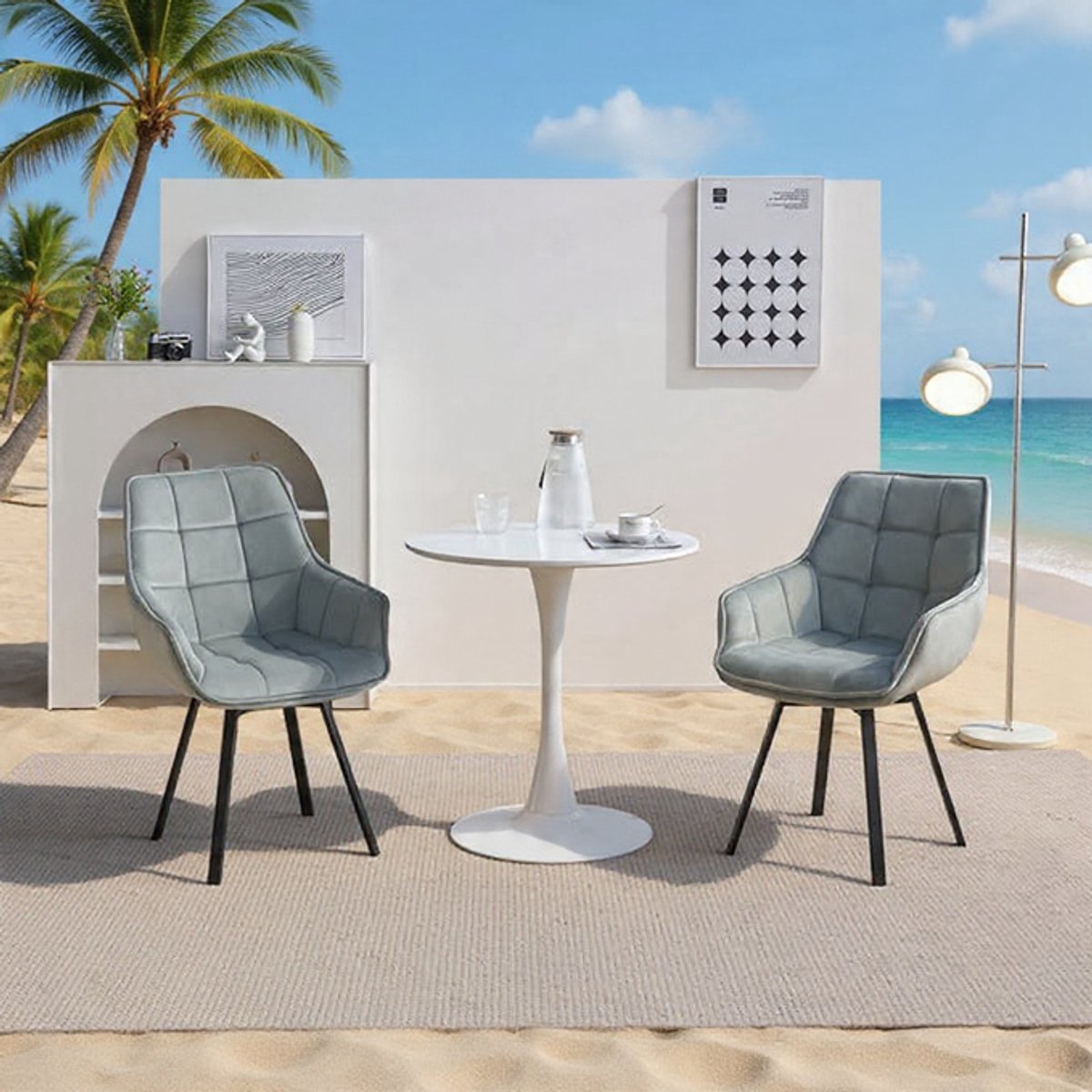 Verona Luxe Draaibare Eetkamerstoelen Set van 4 – Donkergrijs Fluweel met Armleuningen Casa Serena