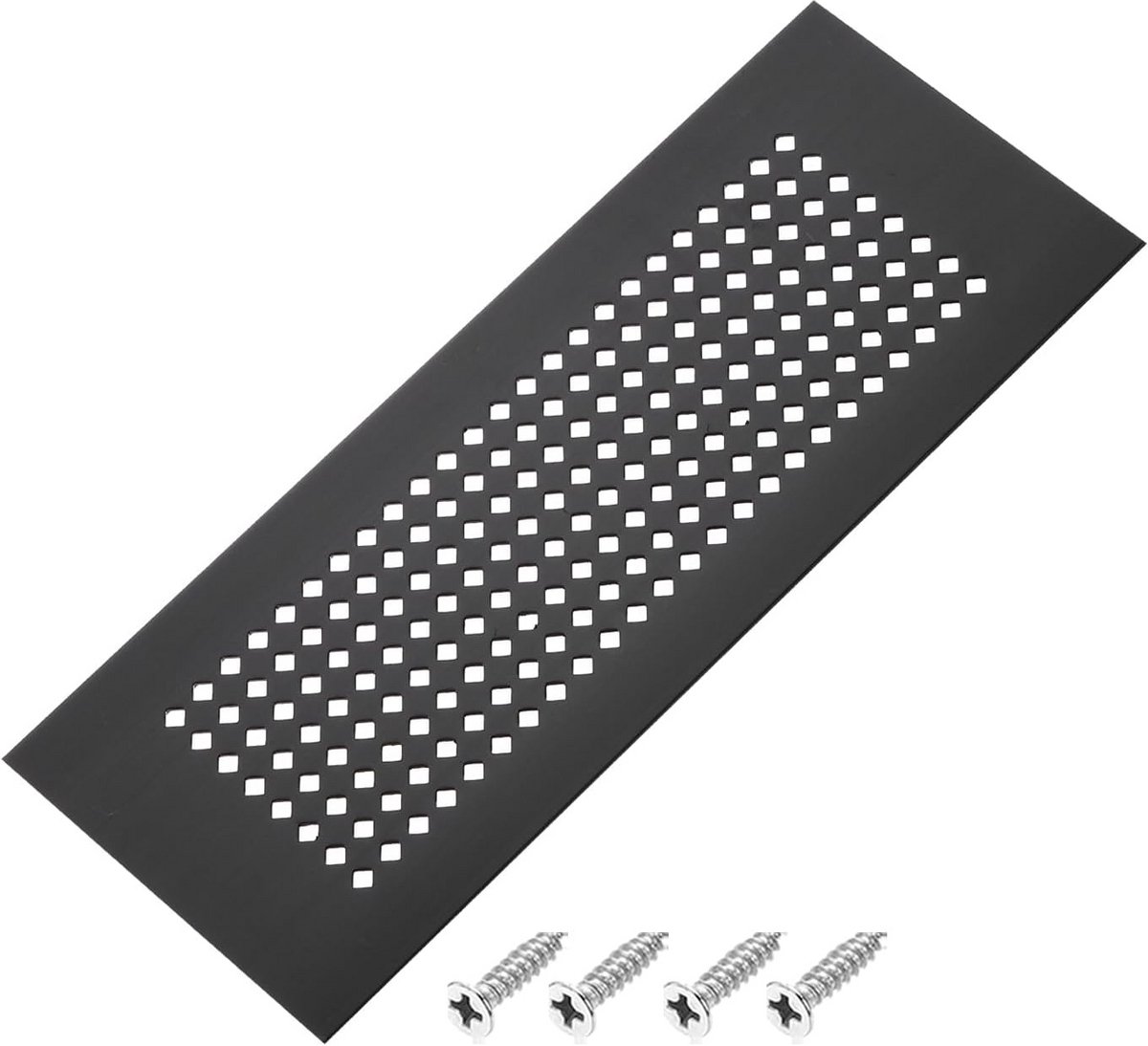 Ventilatierooster Zwart 20x7.5 cm - Aluminium Rooster voor Kastdeur en Ventilatieopening