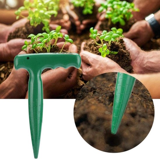 2 stuks zaai- en plantgereedschap, 17 cm plantstok, plastic plantstok voor het planten, bollenplanter met handvat voor het zaaien van zaden, planten, bollen en graven van Merkloos	 — afbeelding 4