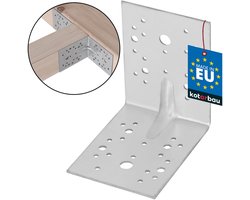 KOTARBAU® Hoekverbinder, Verzinkt Staal, 130 x 130 x 100 mm, Zilver, Hoekanker Met Ril, Zware Hoekverbinding, Hoekijzer, Versterkingshoek, Montagehoek Voor Houtconstructies