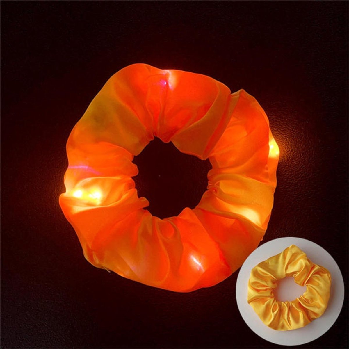 Lichtgevende Scrunchie Haarband – Oranje met Gekleurde LED-lichtjes - Koningsdag