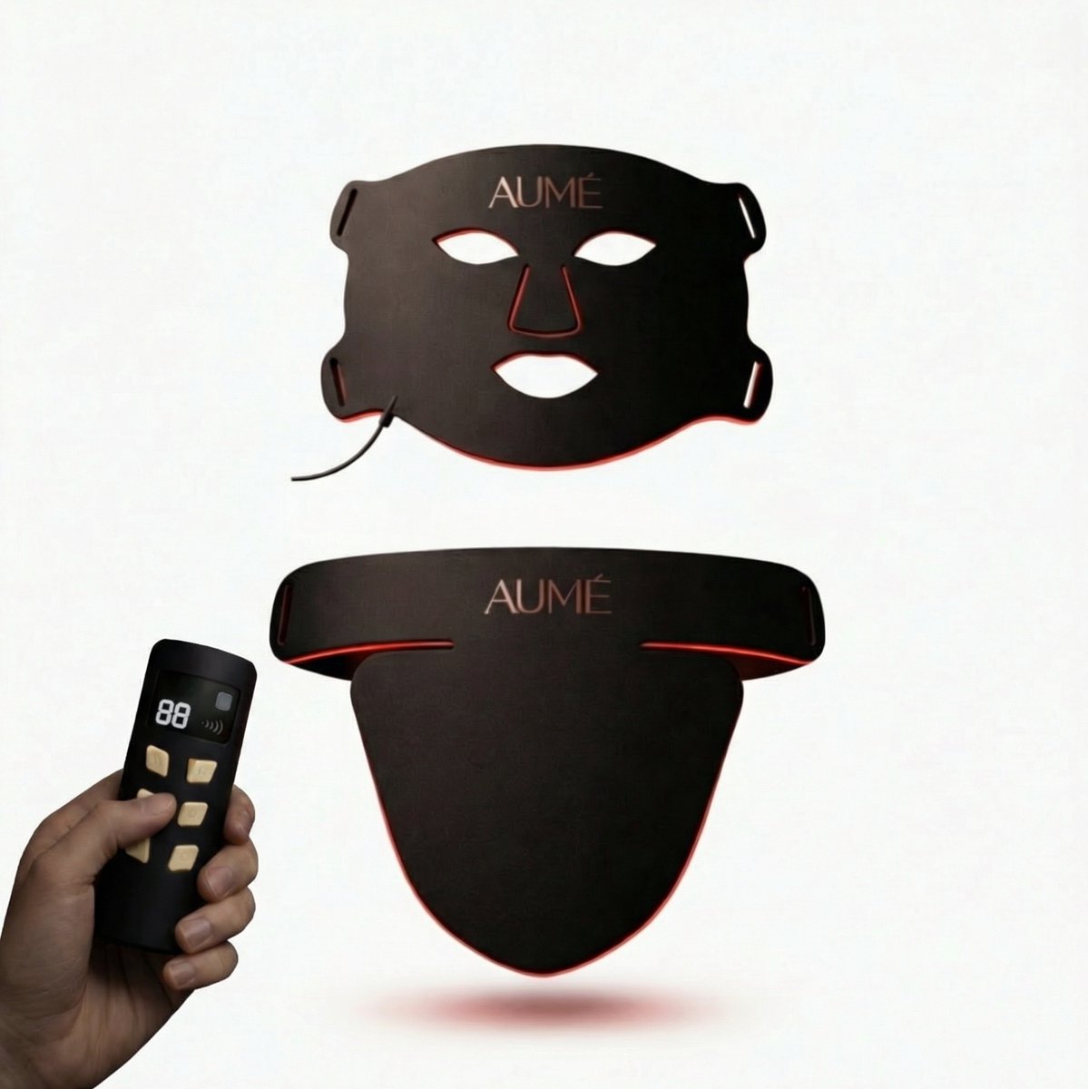 AUMÉ® LED Masker – Red Light Therapy - Collageen Masker - Infrarood Masker - Lichttherapie Gezichtsmasker - Huidverjonging - Zwart - 480 Led Lampjes