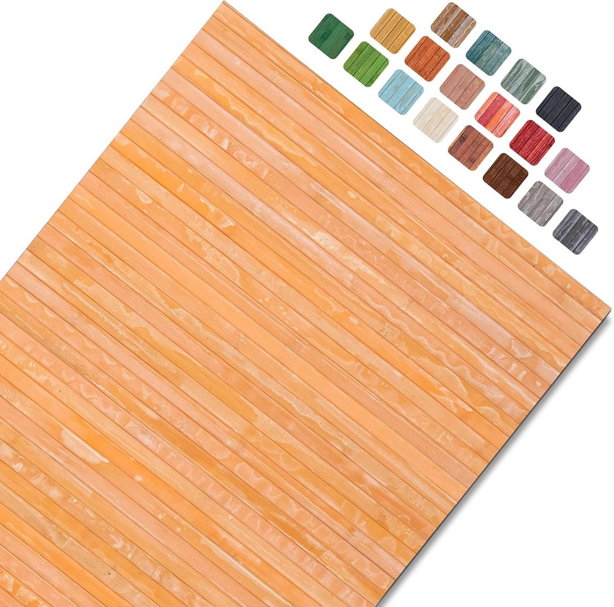 Oranje Bamboe Keukenloper 50x230 cm - Antislip Houten Vloerkleed met Washed-effect