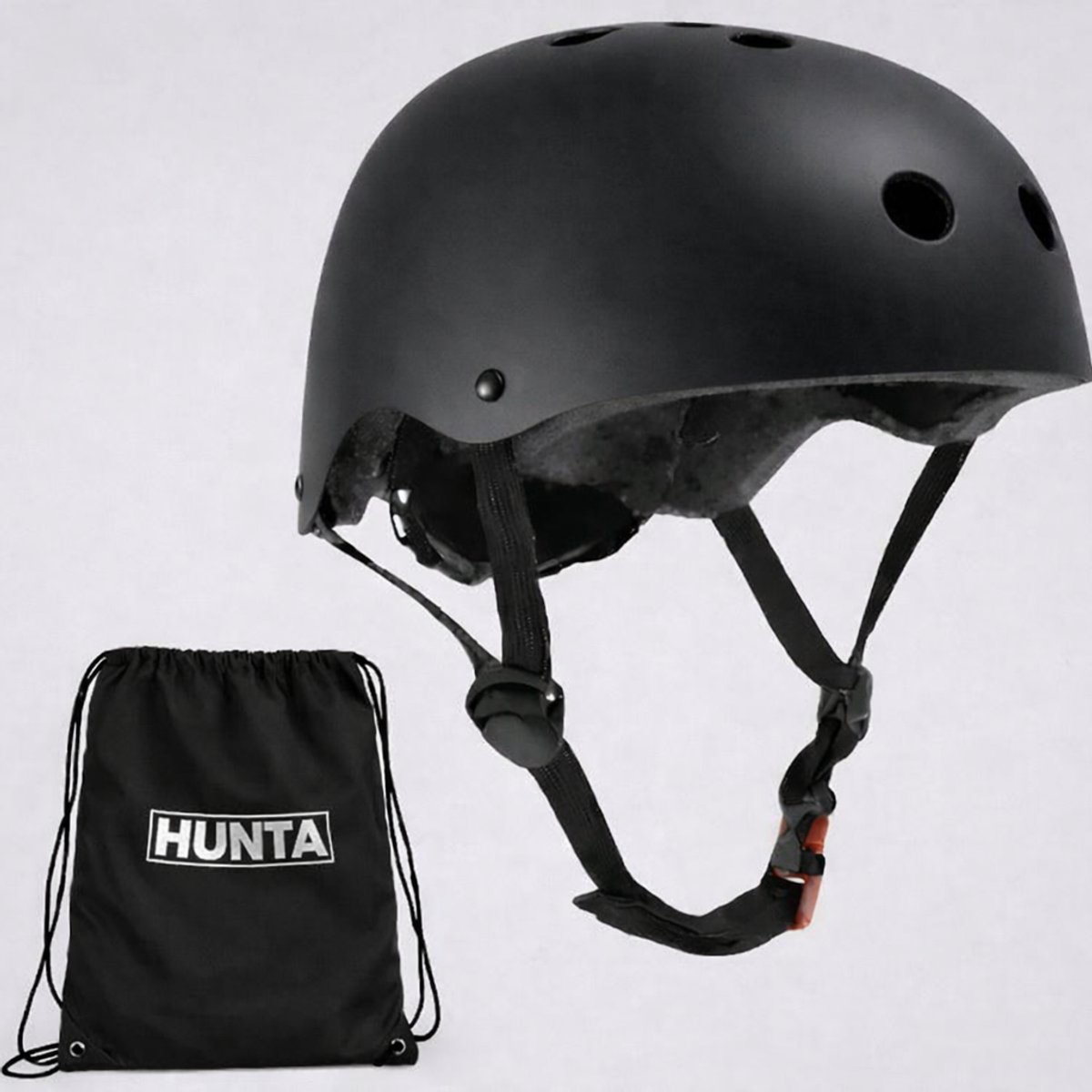 Hunta® Fietshelm Kind - Kinderhelm - Skatehelm Bescherming - Fiets, Skate, Step en skeeler Valbescherming voor Kinderen - Verstelbare Helm 54-58 cm - Vanaf 8 Jaar | Jongens & Meisjes (Dames) - Maat M Zwart