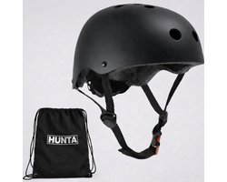 Hunta® Fietshelm Kind - Kinderhelm - Skatehelm Bescherming - Fiets, Skate, Step en skeeler Valbescherming voor Kinderen - Verstelbare Helm 54-58 cm - Vanaf 8 Jaar | Jongens & Meisjes (Dames) - Maat M Zwart