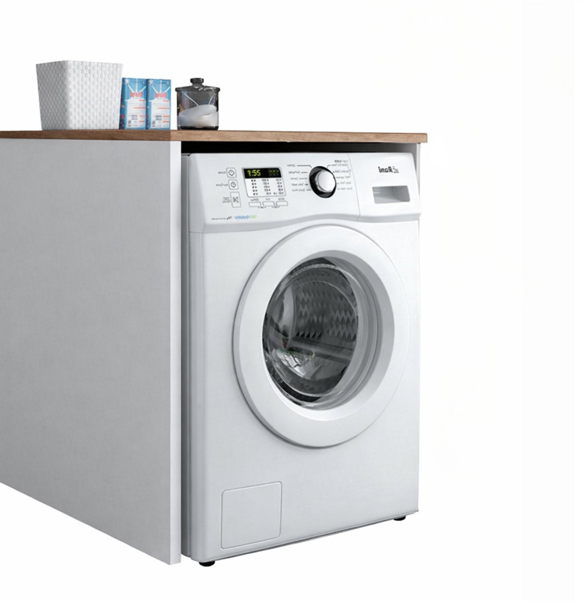 Hoppa! Wasmachine kast - Okkernoot & Wit - 65 x 50 x 91.8 cm (B x D x H)