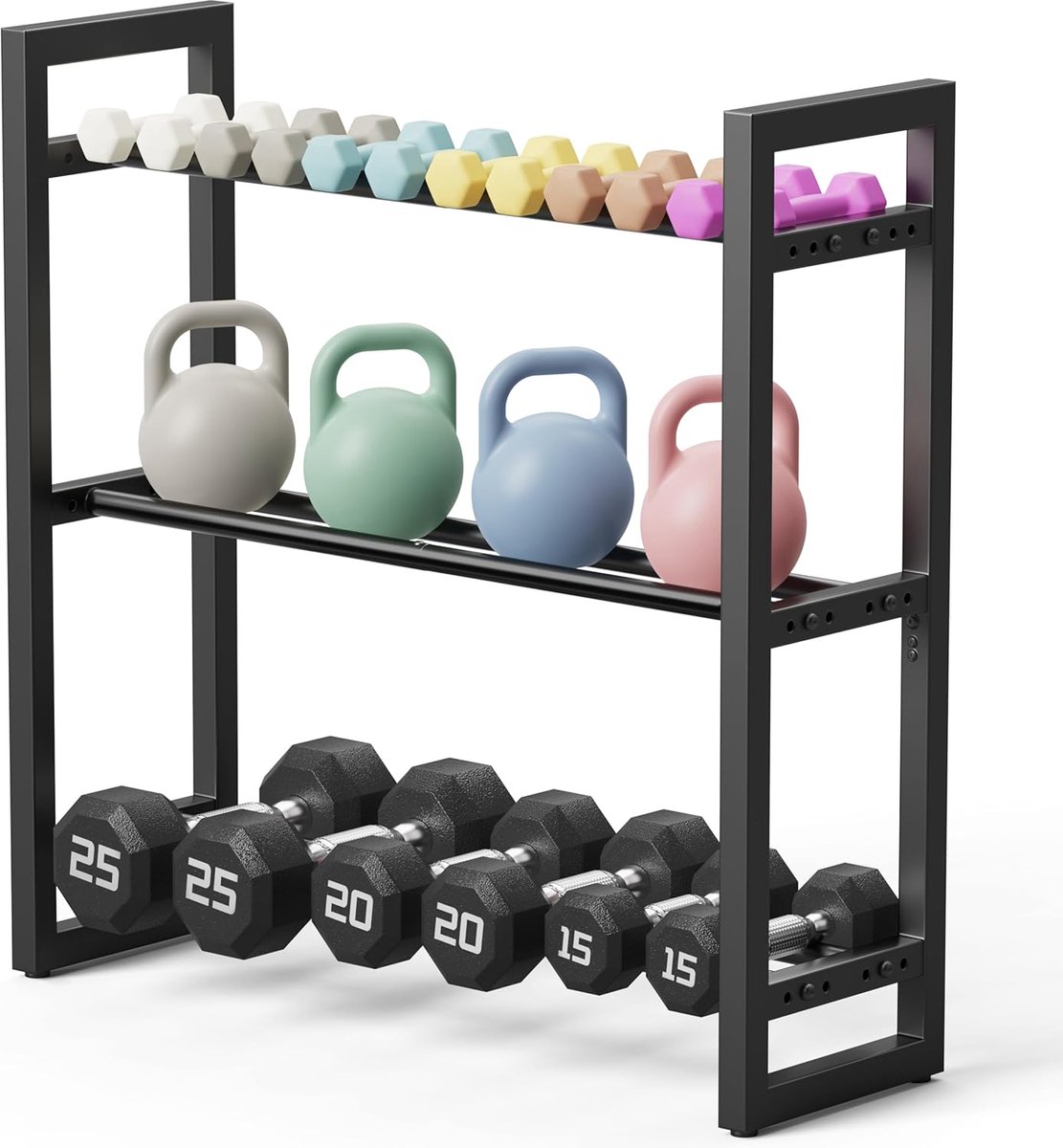 Halterrek - Dumbbell standaard - Halter standaard - Dumbell Rek - Dumbbell Toren - Weight Rack - Dumbbell Houder - Dumbell Opbergrek - Fitnessapparatuur - Belastbaar - 3 Laags - 180 Kg - van Imperatoris
