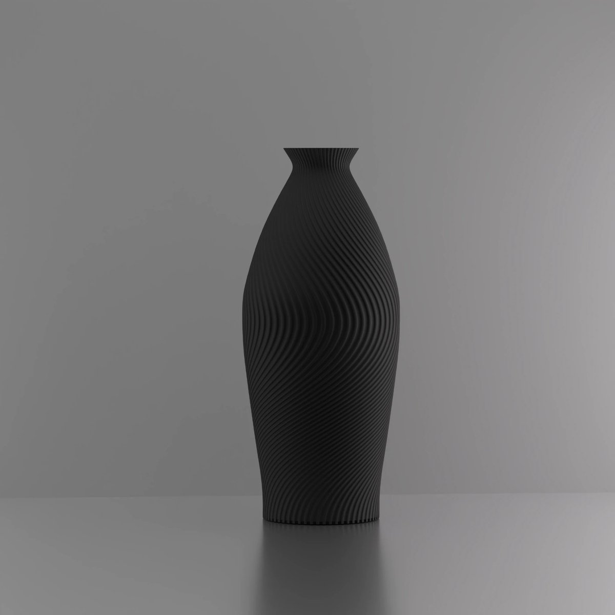 3d-gezellig Italiё - Vaas - Zwart - Maat 25 cm - Kunststof - Modern - Bloemenvaas -100% gerecycled PLA (bioplastic)