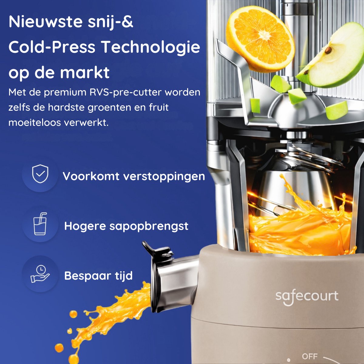 Safecourt Kitchen Slow Juicer - sapcentrifuge Beige thumbnail 5