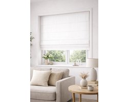 Vouwgordijn Madeco Roman Briza Linen – 200 x 220 cm – Wit – 100% Linnen – Lichtdoorlatend Vouwgordijn – Luxe Raamdecoratie