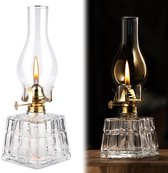 KARZO - Petroleumlamp, glazen olielamp, petroleumstormlantaarn, olielamplantaarn, stormlantaarn, petroleum, vintage petroleumlamp, lantaarnkamer, olielamp voor binnen, huis, tuin, camping
