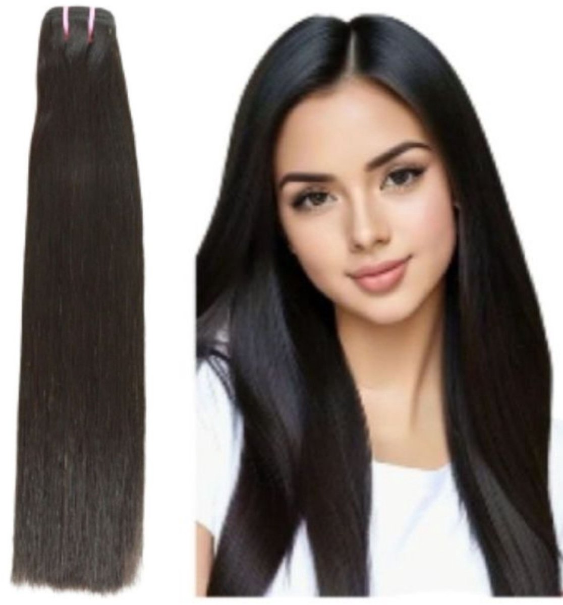 Frazimashop- Straight Human Hair Bundels- Dames Braziliaanse Remy steil weve-100% Human hair extensions 24 inch 60 cm- 1 stuk
